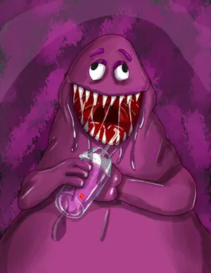 Purple_ Monster_ Grimace_ Drinking Wallpaper