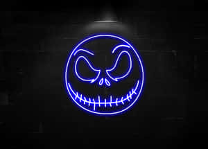 Purple Neon Halloween Face Wallpaper