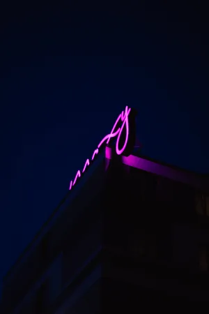 Purple Neon Sign On Roof Wallpaper