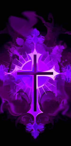 Purple Ornate Beautiful Cross Digital Illustration Wallpaper