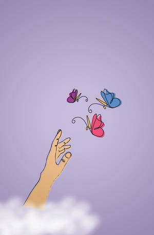 Purple Pastel Aesthetic Butterflies Wallpaper