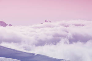 Purple Pastel Aesthetic Cloudy Mountain Peak Wallpaper
