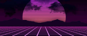 Purple Retrowave Full Moon Wallpaper