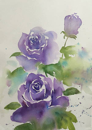 Purple Roses Artwork Painting Wallpaper
