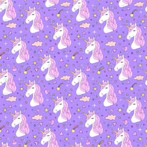 Purple Unicorn Cute Pattern Wallpaper