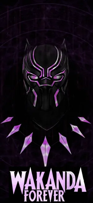 Purple Wakanda Forever Text And Symbol Wallpaper