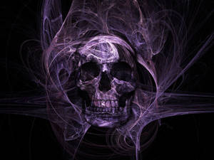 Purplish Colorful Skull On Black Background Wallpaper