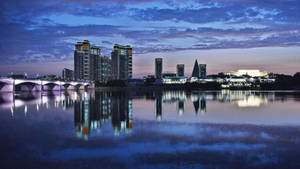 Pyongyang City River Reflection Wallpaper