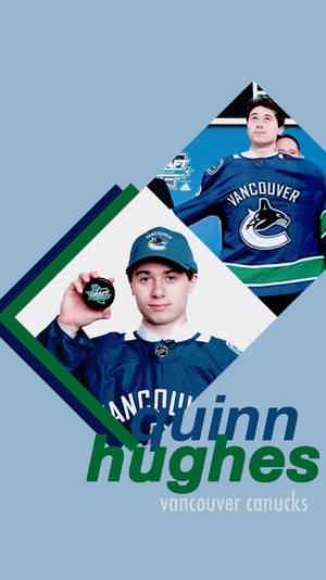 Quinn Hughes Holding Team Hockey Puck In Square Design Wallpaper
