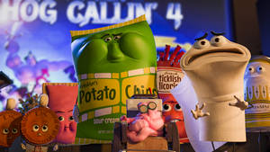 Quirky Friends From Sausage Party - Potato Chips And Toilet Paper Wallpaper