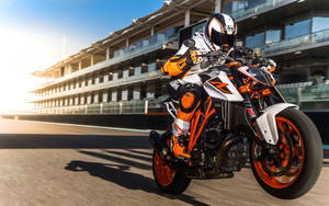 Racing Orange Motorcycle Wallpaper