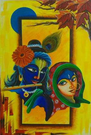 Radha Krishna 3d Faces Artwork Wallpaper