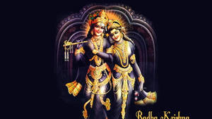 Radha Krishna 3d Golden Accessories Wallpaper