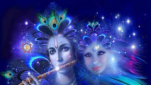 Radha Krishna 3d Magical Faces Wallpaper