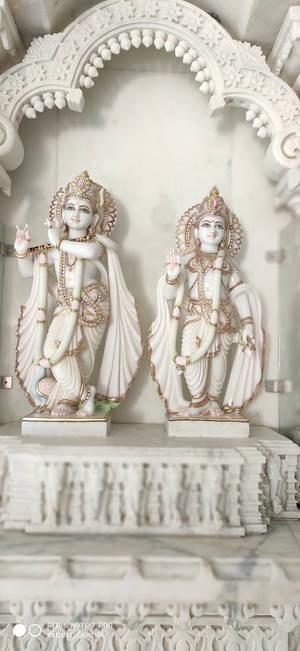 Radha Krishna 3d White Statues Wallpaper