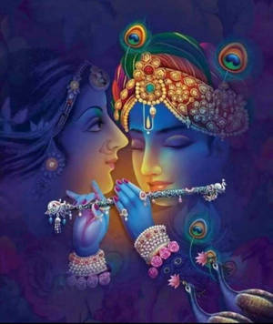 Radha-krishna Purple Art Wallpaper