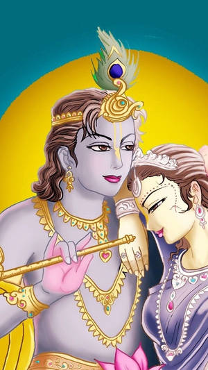 Radha-krishna Yellow Sun Wallpaper
