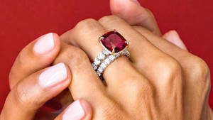 Radiant Cut Of Ruby Ring Wallpaper