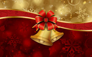Radiant Red And Gold Christmas Bells Wallpaper