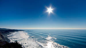 Radiant Sun Ocean View Wallpaper