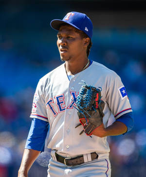 Rafael Montero Wearing Texas Rangers Uniform Wallpaper