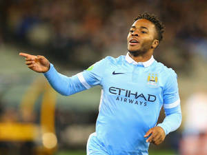 Raheem Sterling In Aqua Blue Jersey Wallpaper