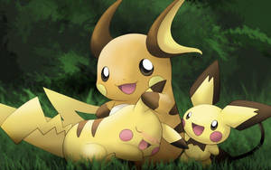 Raichu, Pichu And Pikachu Bonding Wallpaper
