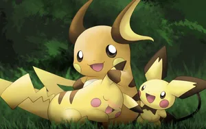 Raichu, Pichu And Pikachu Bonding Wallpaper
