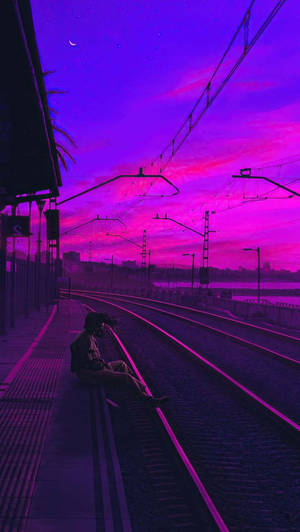 Railroad Pink Neon Aesthetic Wallpaper