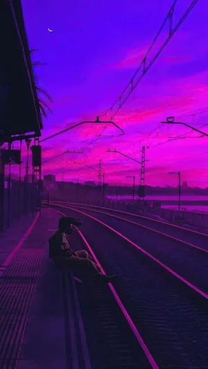 Railroad Pink Neon Aesthetic Wallpaper