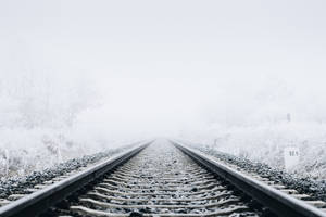 Railway Tracks Winter Desktop Wallpaper