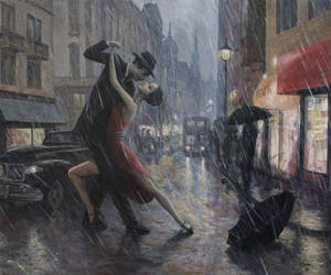 Rain Couple Tango Wallpaper