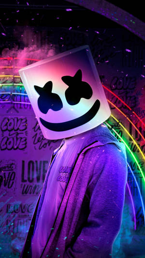 Rainbow Background Marshmello Hd Iphone Wallpaper