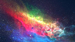 Rainbow Galaxy Forming In Starry Sky Wallpaper