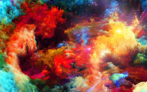 Rainbow Galaxy Full Of Clouds Wallpaper
