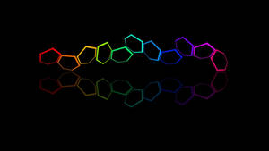 Rainbow Hexagons Black Art Wallpaper