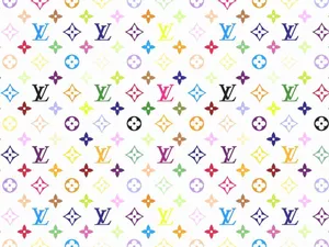 Rainbow Louis Vuitton Print On White Wallpaper