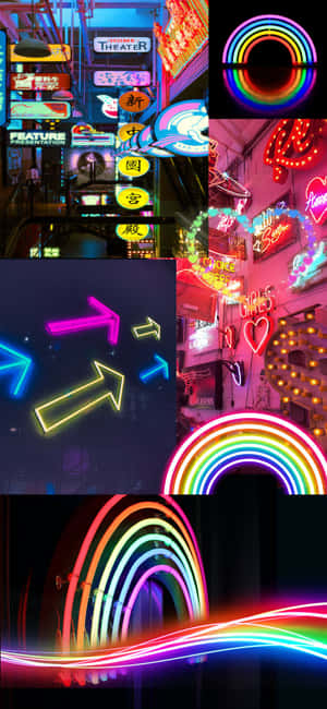 Rainbow Neon Aesthetic 1125 X 2436 Wallpaper