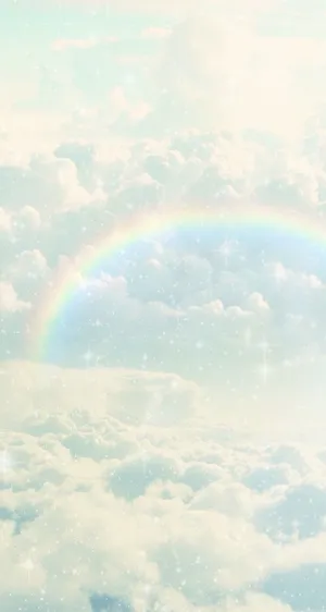 Rainbow Over Clouds And Stars Wallpaper