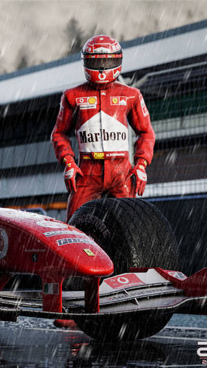 Rainy Shot Michael Schumacher Phone Wallpaper