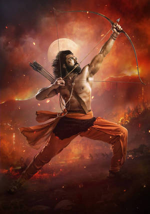 Ram Charan With Bow And Arrow Wallpaper
