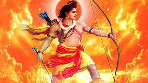 Ram Ji With Fiery Orange Background Wallpaper
