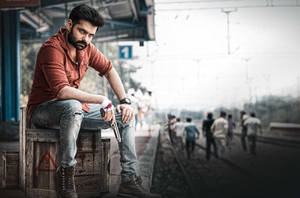 Ram Pothineni Train Platform Wallpaper