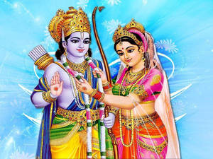 Ram Sita Bluish Nature Background Wallpaper