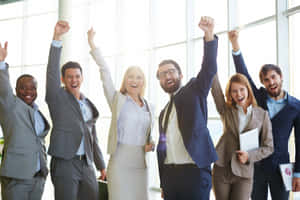 Random People In Business Attire Celebrating Wallpaper