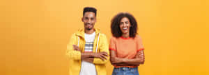 Random People On Yellow Background Wallpaper