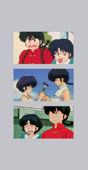Ranma 1/2 Cute Retro Anime Aesthetic Collage Wallpaper