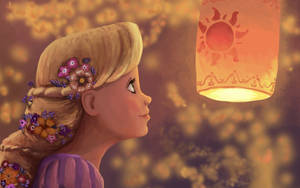 Rapunzel Lantern Painting Wallpaper