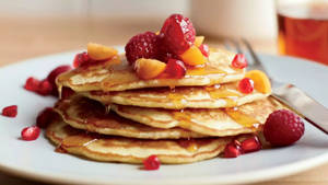 Raspberries On Pancakes Wallpaper