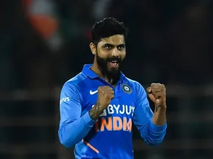 Ravindra Jadeja Cheering With Clenched Fists Wallpaper